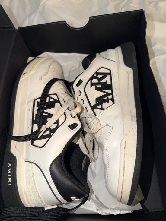 AMIRI Other - AMIRI White Leather Sneakers with Black Logo Accents